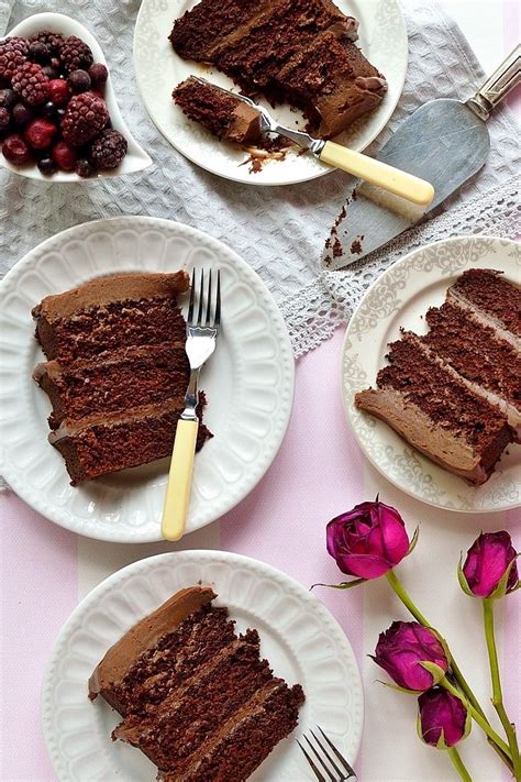The Best Chocolate Layer Cake Three Layers Of Moist Chocolate Cake Filled With Smooth