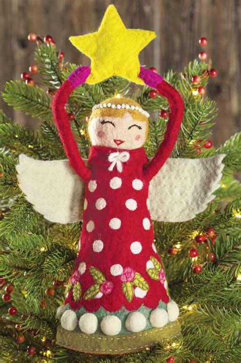 felted angel tree topper  gifts olive cocoa