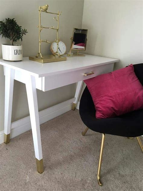 By flash furniture (210) $ 154 43. Cute sleek and classy white small desk with gold dipped ...
