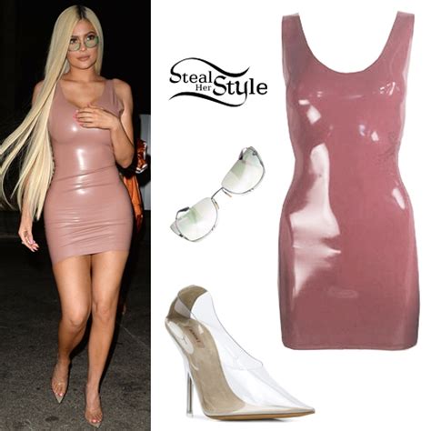 Kylie Jenner Pink Latex Dress Pvc Pumps Steal Her Style