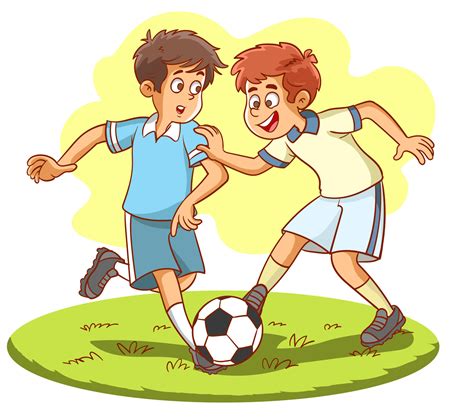 Two Little Boys Play Football Happy Children Playing Soccer In The