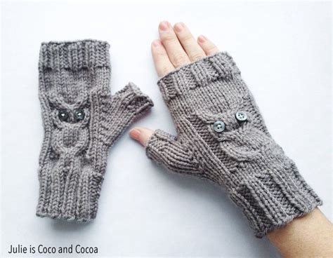 Owl Gloves Knit Pattern Julie Measures Fingerless Gloves Knitted