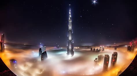 Wallpaper Uae Dubai Burj Khalifa Skyscrapers Night