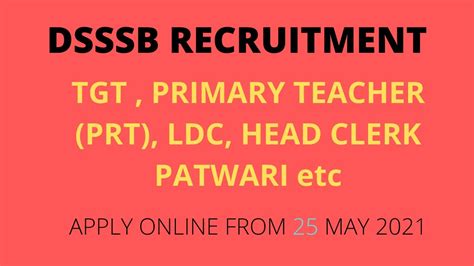 Dsssb Tgt Prt Head Clerk Patwari Ldc Etc Recruitment Youtube