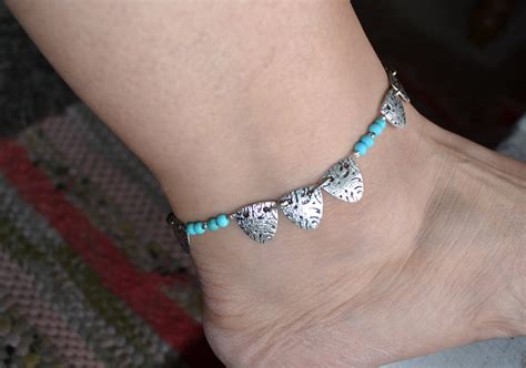 Turquoise Anklet Silver Anklet Silver And Turquoise Anklet Gemstone