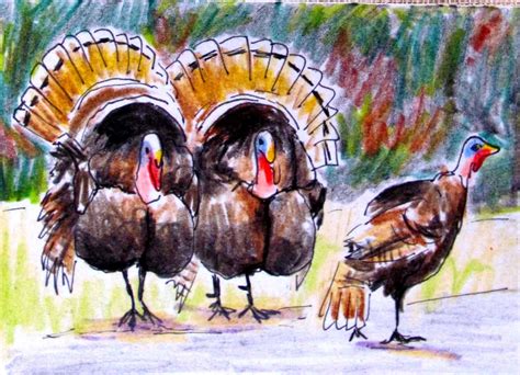 Turkeys Wildlife Art Print Of Original Painting Bird Art Etsy
