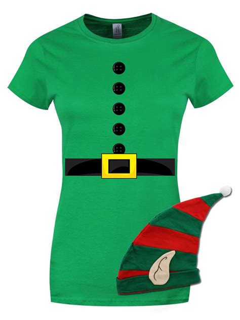Elf Costume T Shirt With Hat Christmas Ladies Buy Online At