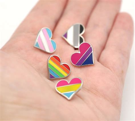 Tiny Pride Pin Rainbow Heart Enamel Pin Lapel Pin Lgbtq Etsy