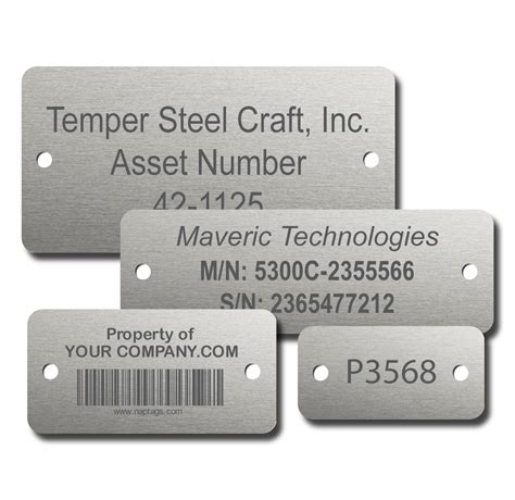 Engraved Stainless Steel Tags 316 Grade Rectangle Naptags