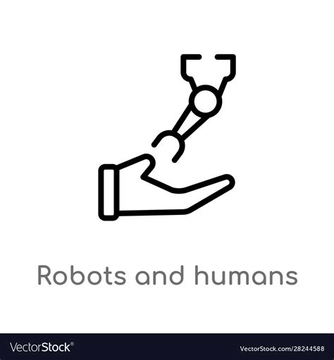Outline Robots And Humans Icon Isolated Black Vector Image