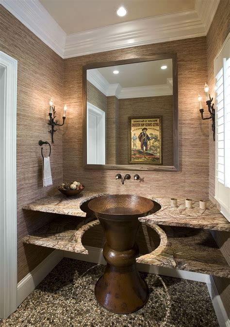 Powder Room With Pedestal Sink And Custom Counter Tops