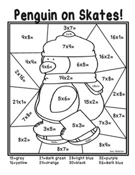 You can make your coloring colorful with different colors. Winter Color by Number Multiplication by Amy Isaacson | Teachers Pay Teachers