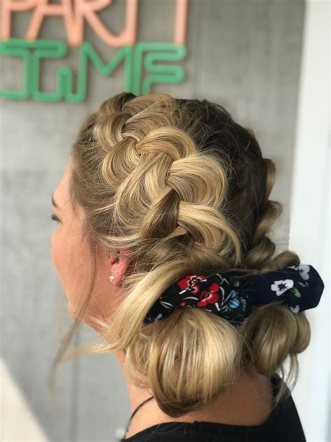 Braided Buns Loose French Braid Into Double Buns French Braid