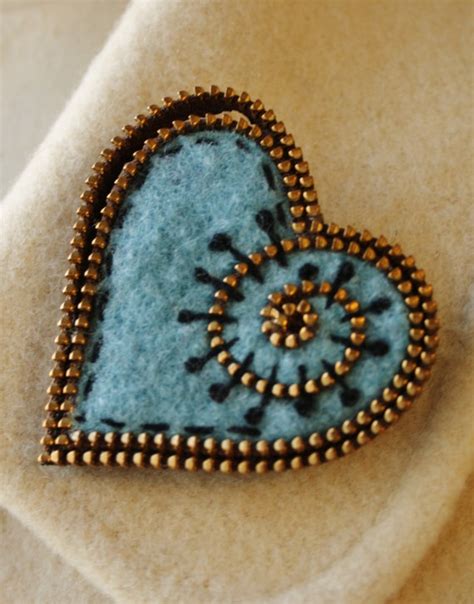 Light Turquoise Blue Felt And Zipper Heart By Woollyfabulous Zipper