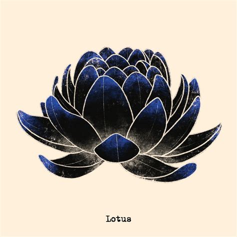 Lotus Flower Illustration Blue Floral Art Print Etsy