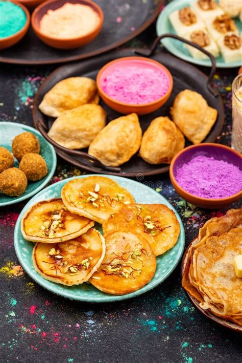 Traditional Indian Holi Festival Food Stock Photo Image Of Naan