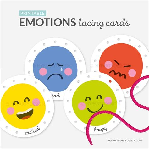 Printable Emotions Lacing Cards Learning Printables My Party Design