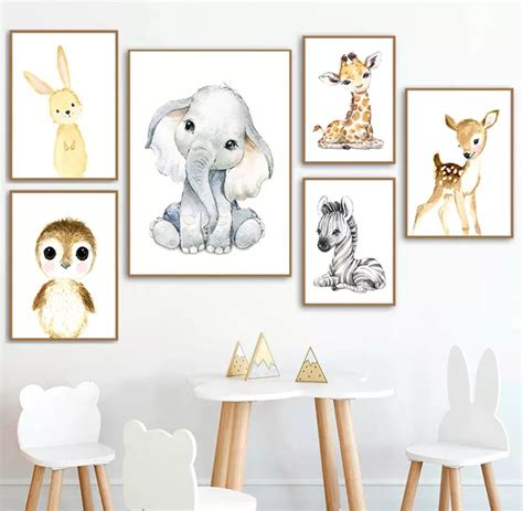 Nursery Wall Art Canvas Prints Dibujos Animados Elefante Etsy