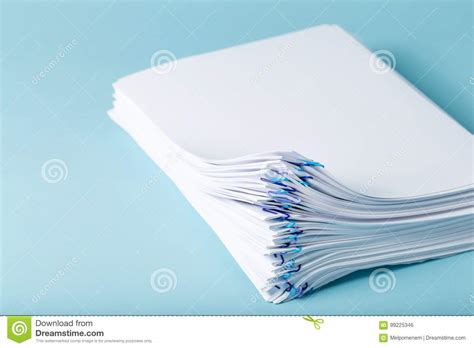 Pile Of Papers Organized With Paper Clips Stock Photo Image Of