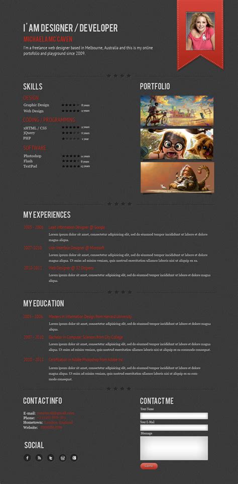 Use crello to design a cv that commands attention by showcasing your skills in style. A Few Interesting Resume/CV Website Designs