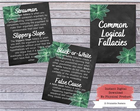 Logical Fallacies Printable Poster Set Fallacies Posters Etsy