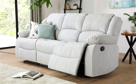 Dakota Dove Grey Plush Fabric 3 Seater Recliner Sofa Furniture Choice