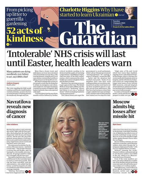 Guardian Front Page Rd Of January Tomorrow S Papers Today