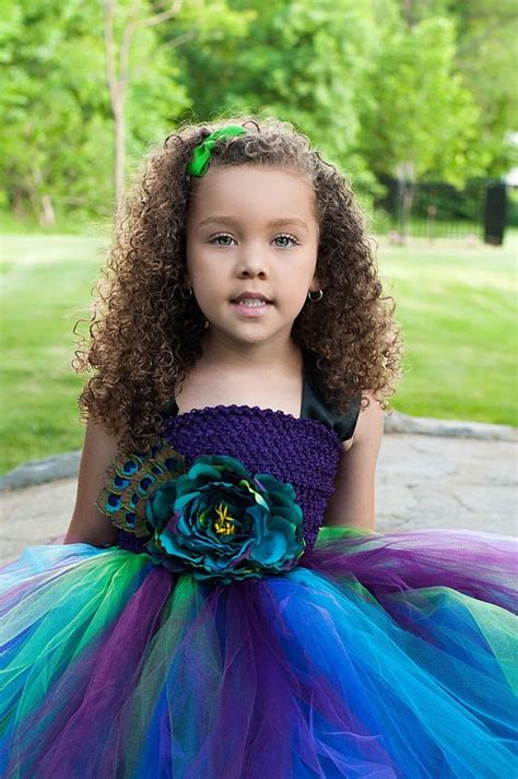 The Peacock Peacock Inspired Tutu Dress With Flower And Feather