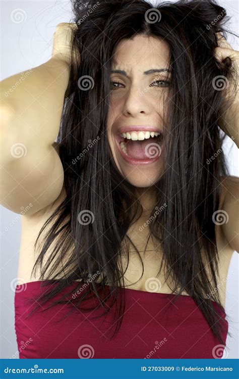 Woman Shouting And Screaming Desperate Stock Image Image Of Head Caucasian 27033009