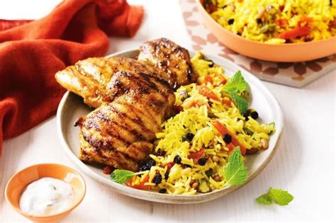 Barbecue Chicken With Persian Rice Salad Recipe Lebanese Recipes