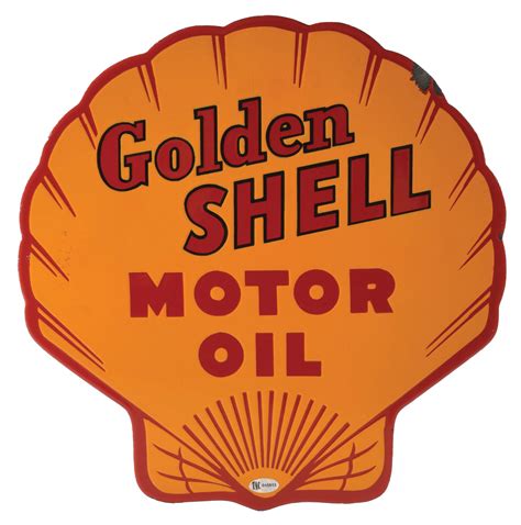 Lot Detail Golden Shell Motor Oil Die Cut Porcelain Oil Rack Sign