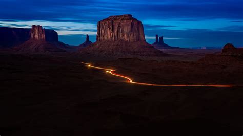 Monument Valley Under Blue Sky During Night Time 4k Hd Nature