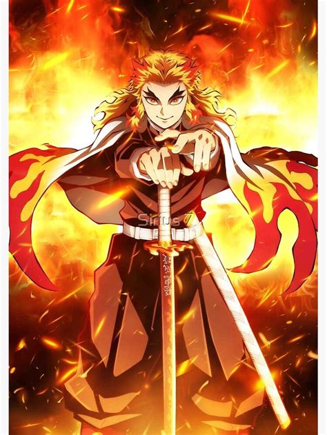 Kyojuro Rengoku Flame Hashira Kimetsu No Yaiba Demon Slayer Poster By Elbatel