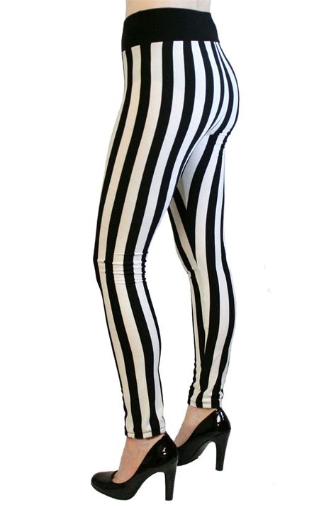 full length black and white vertical stripe leggings xs s m l striped leggings women s leggings