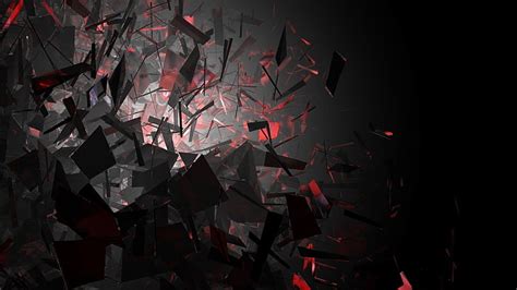 Dark 3d Red Shards Black Glass Abstract Hd Wallpaper