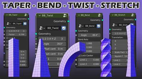 Taper Bend Twist Stretch With Geometry Nodes In Blender 34 Youtube
