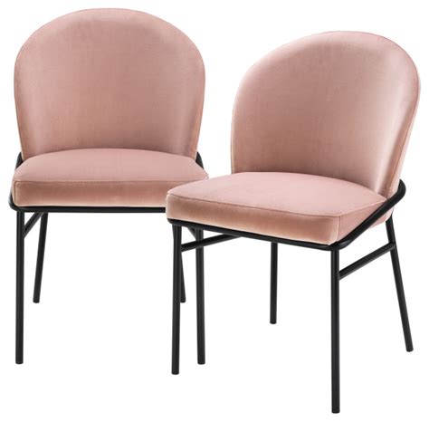 Nude Velvet Dining Chair Set Of Eichholtz Willis Midcentury