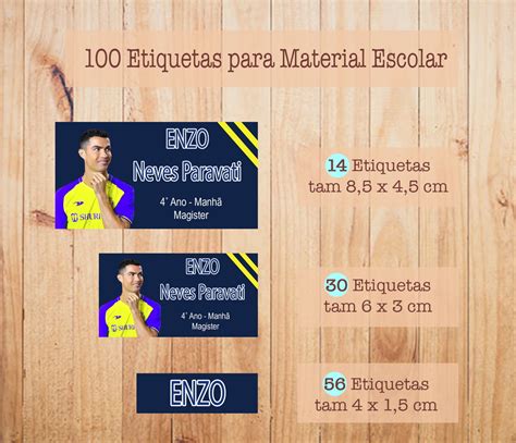 Kit Adesivo Material Escolar Cristiano Ronaldo Elo7