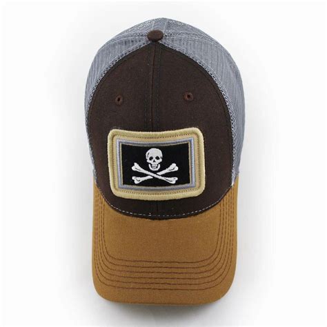 Calico Jacks Jolly Roger Pirate Flag Structured Trucker Hat Timber B