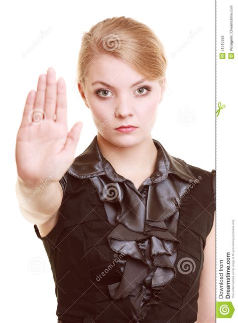 Businesswoman Showing Stop Hand Sign Gesture Stock Photo Image Of