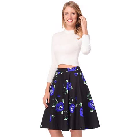 Summer Print Floral Skirts 2018 High Waist Casual Womens Skirts New