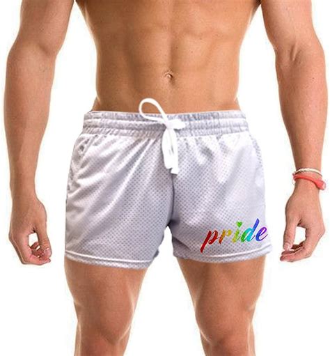 Men S Rainbow Lgbt Gay Pride B Gray Mesh Gym Shorts X Large At