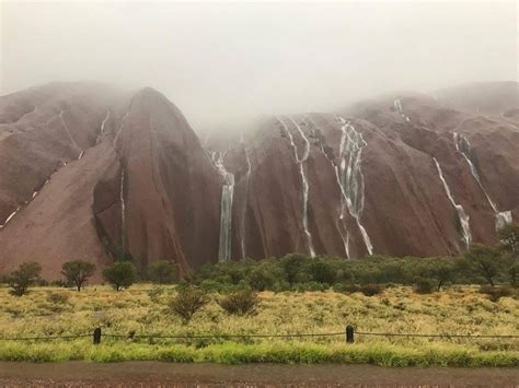 Rains Transform Australias Uluru National Park Into A Waterfall