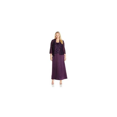 Alex Evenings Womens Eggplant Plus Size Long A Line Mock Dress With