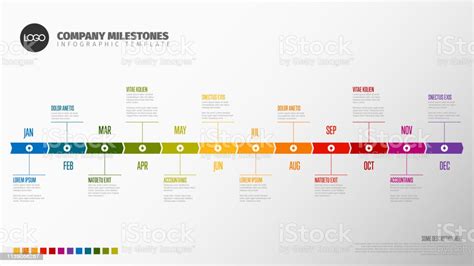 Full Year Timeline Template Stock Illustration Download Image Now
