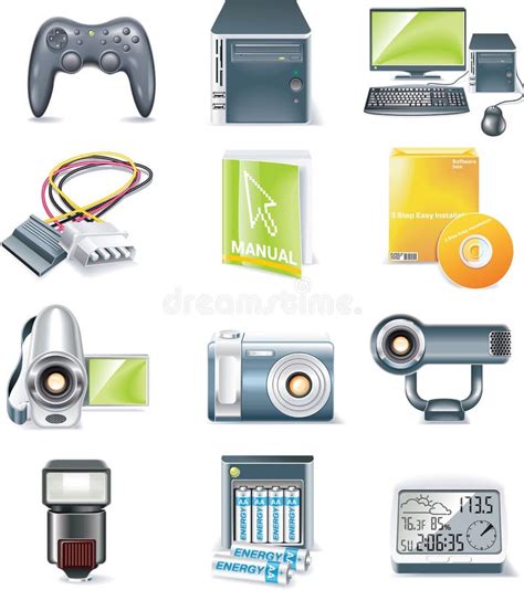 Vector Detailed Computer Parts Icon Set Part 5 Stock Vector