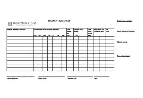 14 Time Sheet Templates Free Sample Example Format Download