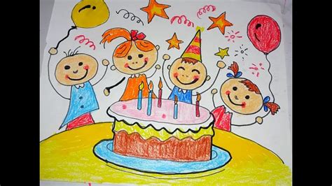 How To Draw Happy Birthday Drawing For Kids Youtube