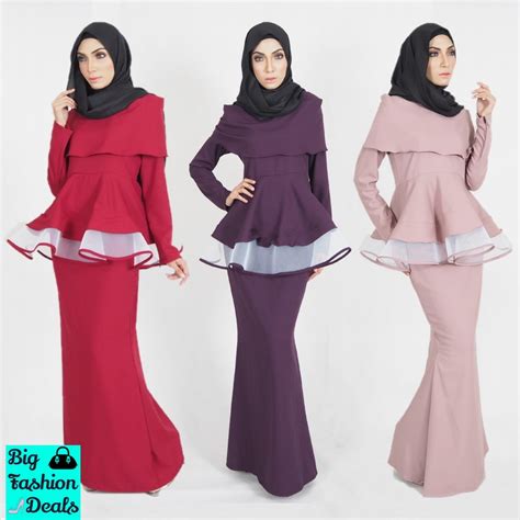 Lowest Price Ready Stock Baju Kurung Muslimah Women Peplum Baju