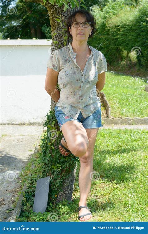 Mature Woman In The Garden Stock Image Image Of Middle